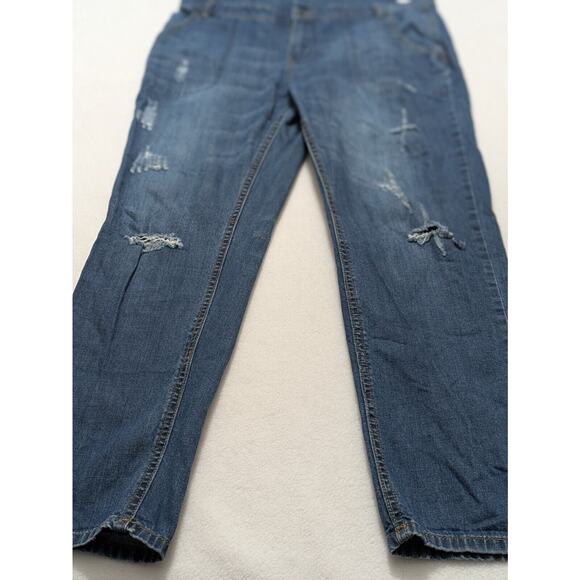 FOREVER 21 Bib Overalls Sz 28 Button Up Blue Medium Wash Denim Distressed Y2k - Picture 5 of 14